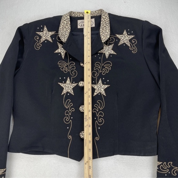 Scully Marsha Wright Vintage Jacket Women XL Crop Black Animal Print & Stars - Picture 6 of 13